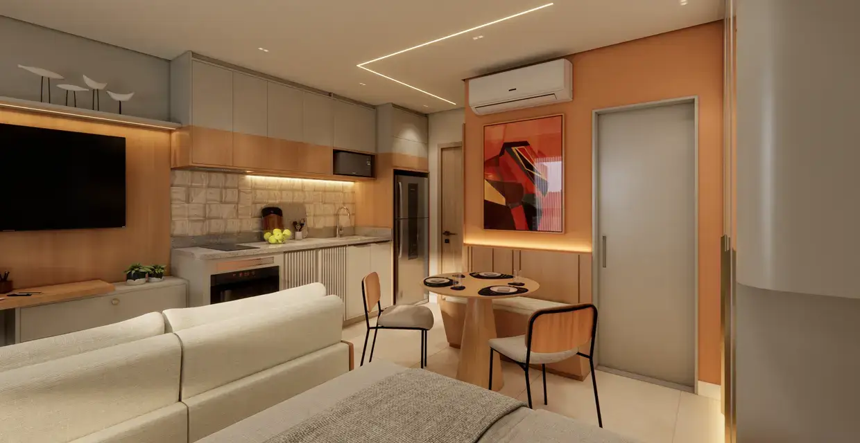 Studio integrado de 25,28 m² — Sirius Residence, Campo Grande