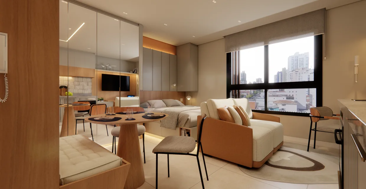 Studio decorado — Sirius Residence, Campo Grande, Santos