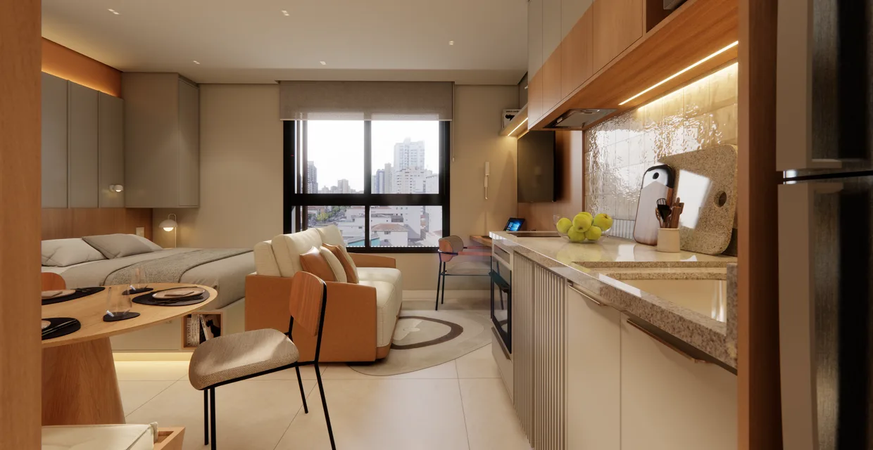Studio integrado — Sirius Residence, Campo Grande, Santos