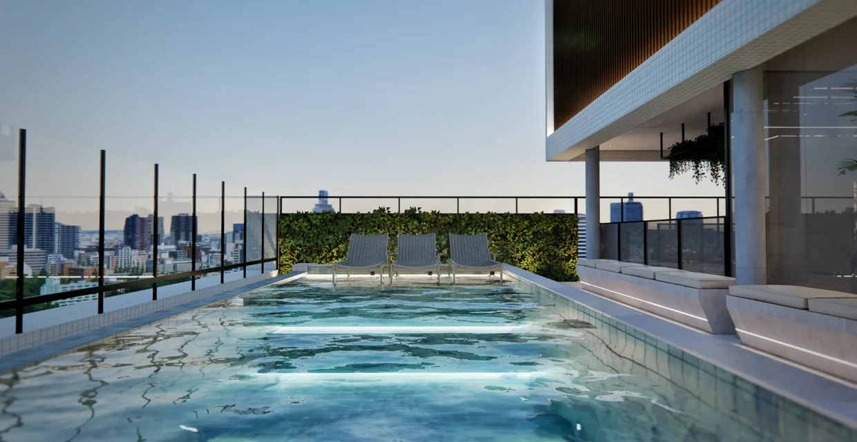 Piscina no rooftop — Sirius Residence, Campo Grande, Santos