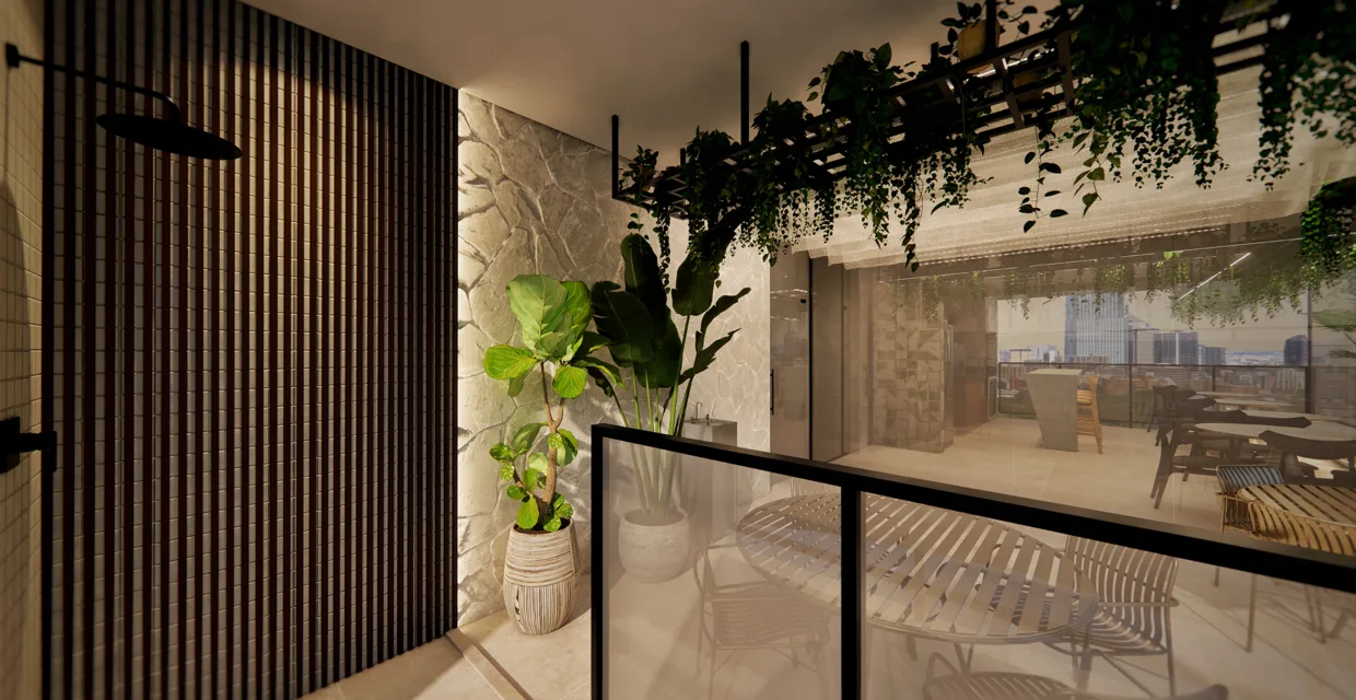 Pool Lounge no rooftop — Sirius Residence, Santos